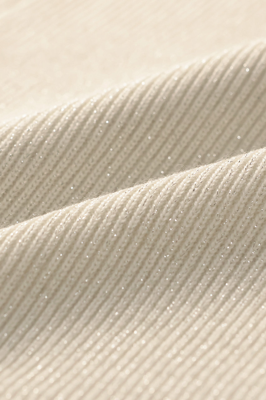 ebure(エブール)｜ブライト畦ニット 異素材ワンピース/ホワイト の通販