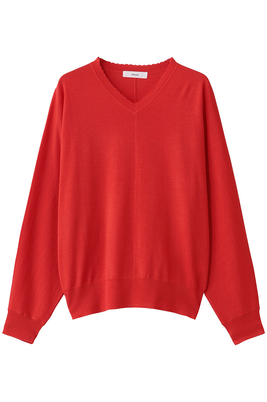 エブール ebure ウールVネックニット プルオーバー ネイビー ebure(エブール)｜ソフトファインウール Vネックニットプルオーバー