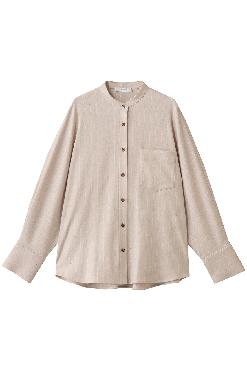 ebure スパングルウールストライプ ドルマンスリーブシャツ (アイボリー, 38) エブール ELLE SHOP