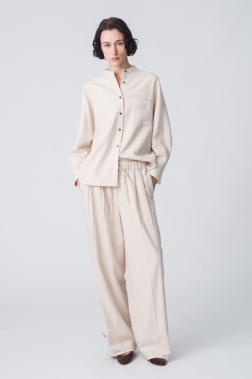 ebure(エブール)｜スパングルウールストライプ ドルマンスリーブシャツ