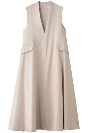 エブール/ebureのスパングルウールストライプ 深Vネックワンピース(110500/110502)