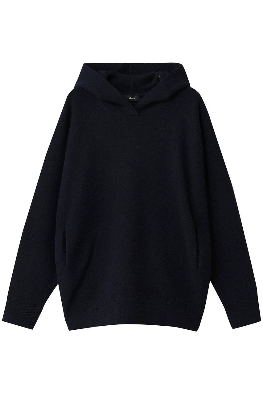 ebure ニュアンスニッティングカシミア フーデットプルオーバー (ネイビー, 38) エブール ELLE SHOP