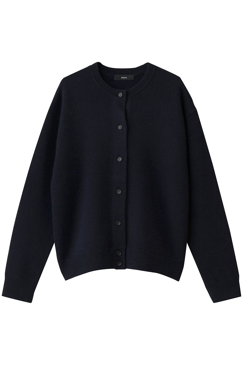 ebure ニュアンスニッティングカシミア ブルゾンカーディガン (ネイビー, 38) エブール ELLE SHOP