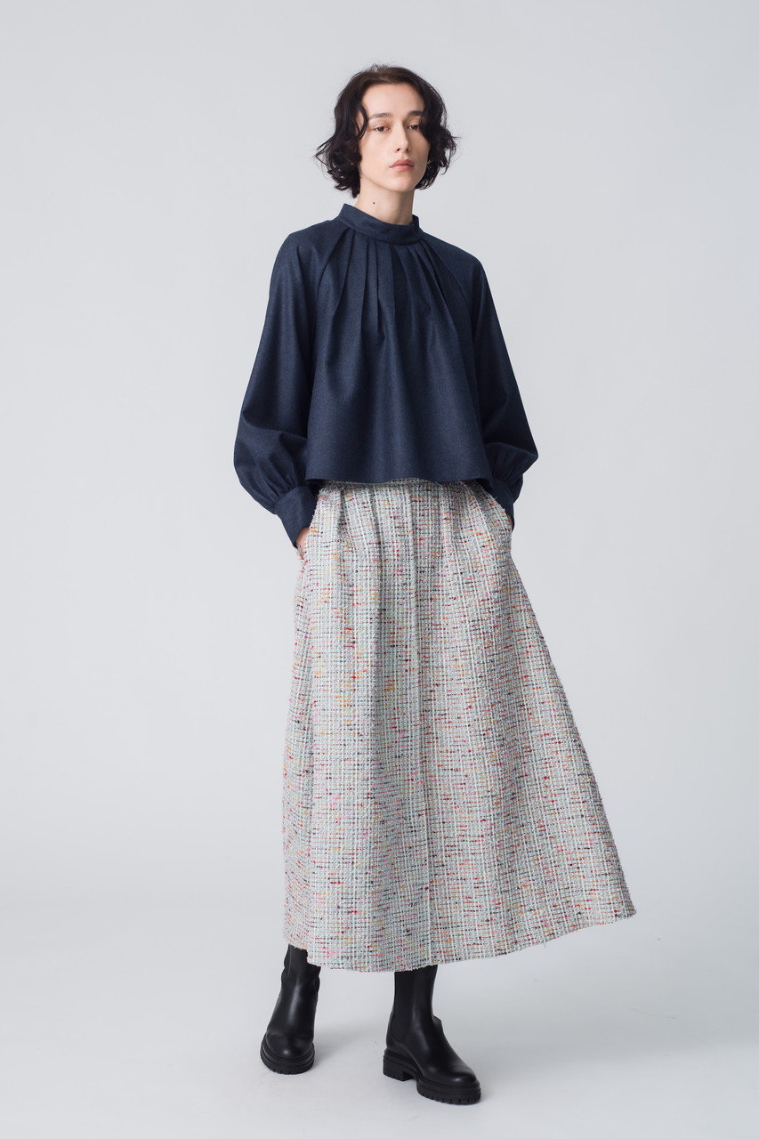 ebure(エブール)｜カラースラブシアー フレアスカート/ライトグリーン