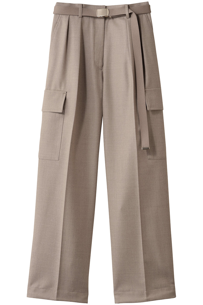 ebure ウールフラノ カーゴディテールパンツ (ベージュ, 38) エブール ELLE SHOP