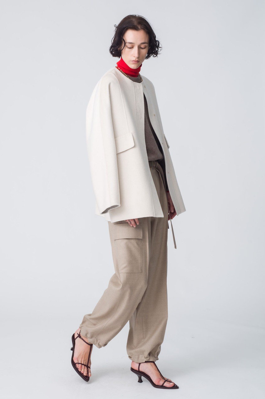 ebure(エブール)｜ウールフラノ カーゴディテールパンツ/ベージュ の