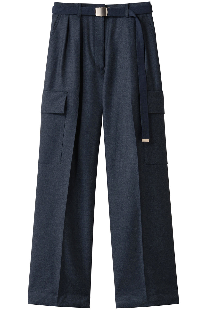 ebure ウールフラノ カーゴディテールパンツ (ネイビー, 40) エブール ELLE SHOP