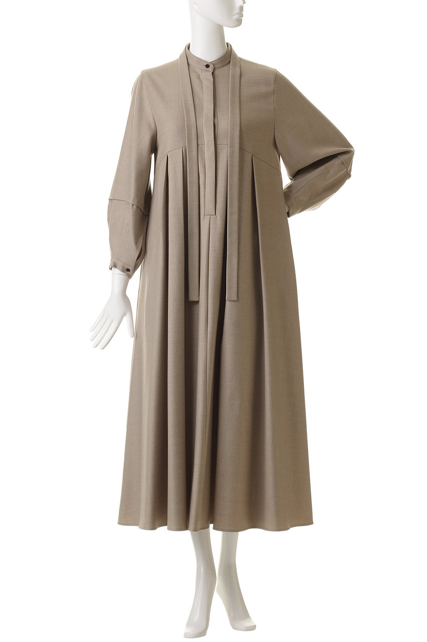 ebure(エブール)｜ウールフラノ ボウタイワンピース/ベージュ の通販