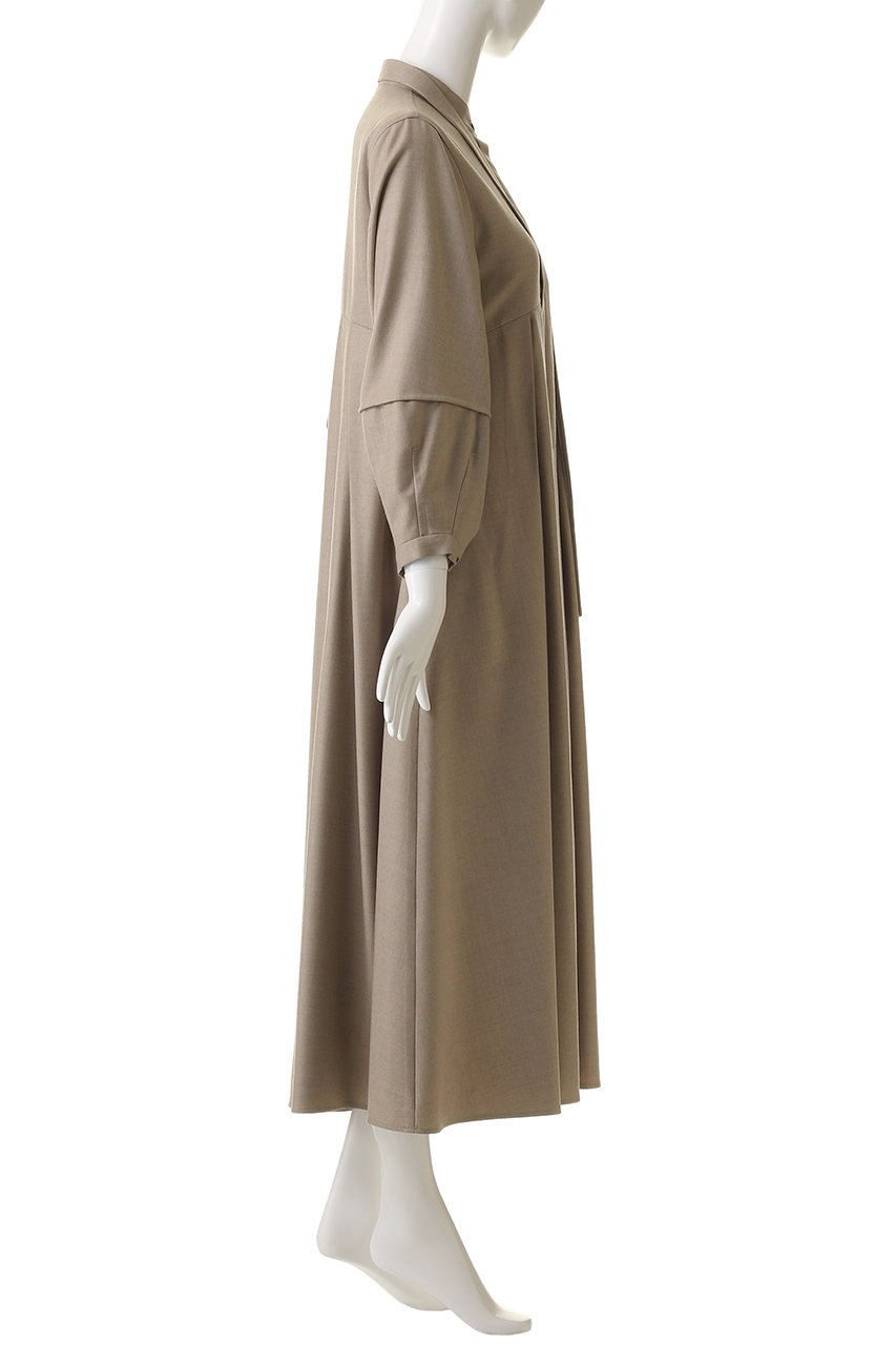 ebure(エブール)｜ウールフラノ ボウタイワンピース/ベージュ の通販