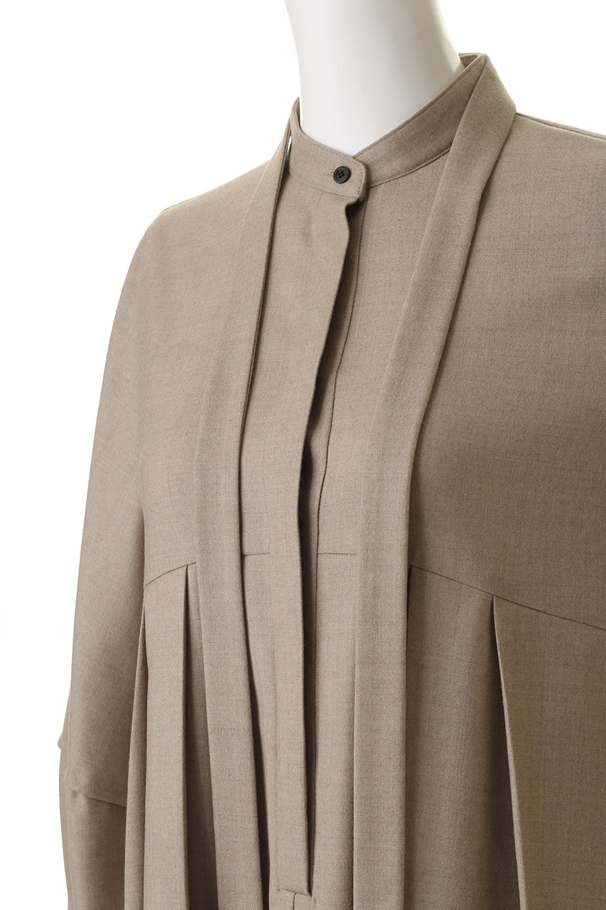 ebure(エブール)｜ウールフラノ ボウタイワンピース/ベージュ の通販