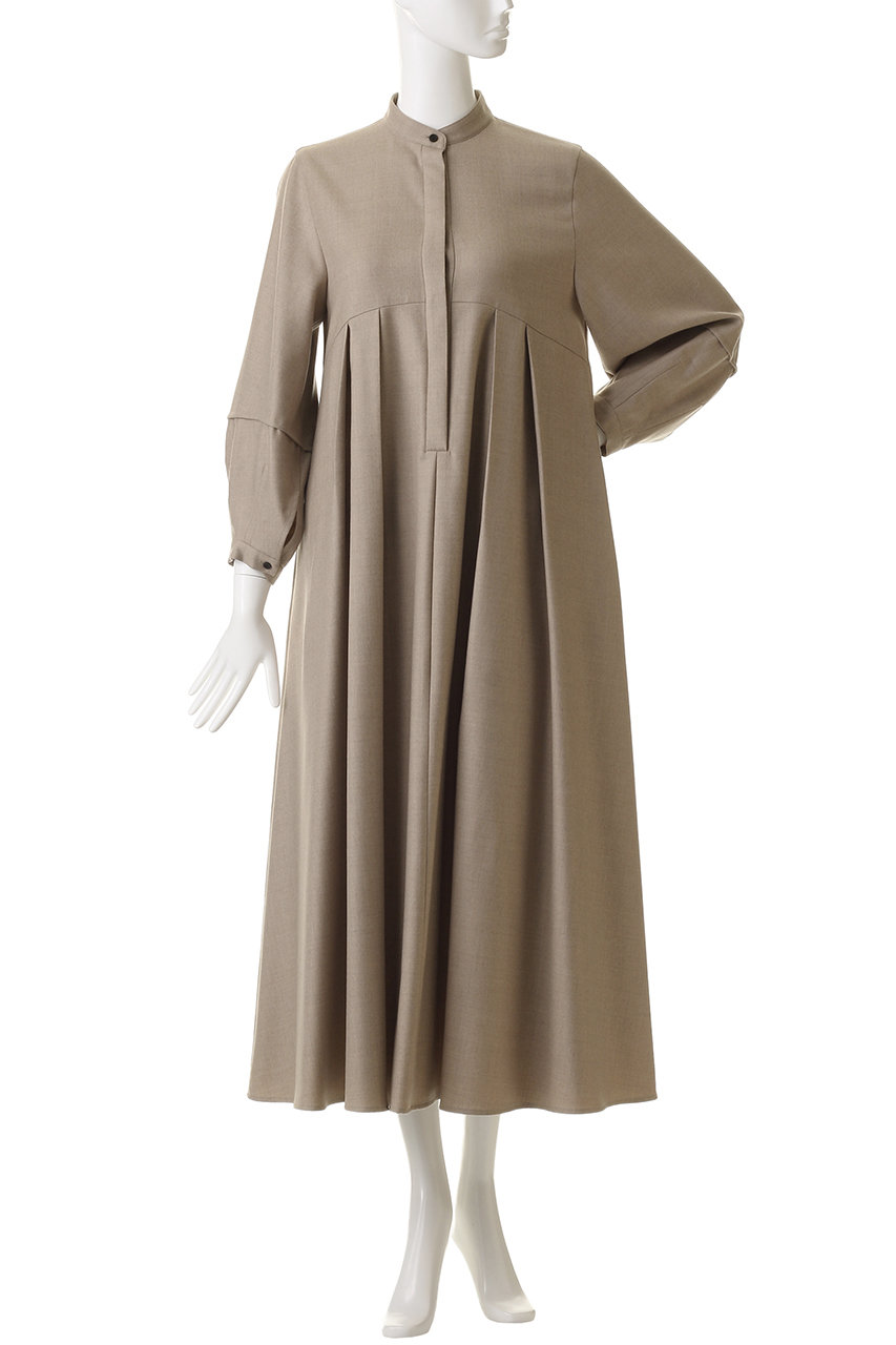 ebure(エブール)｜ウールフラノ ボウタイワンピース/ベージュ の通販