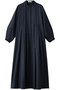 ウールフラノ ボウタイワンピース エブール/ebure ネイビー