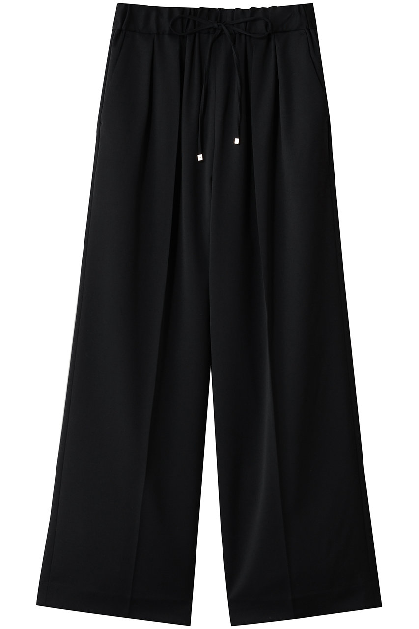 ebure ウールベネストレッチ イージーワイドパンツ (ブラック, 38) エブール ELLE SHOP