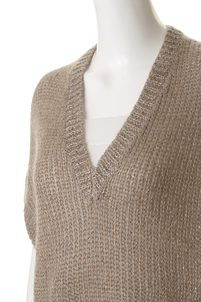 ebure(エブール)｜モヘアスパンコール ニットベスト/シルバー の通販