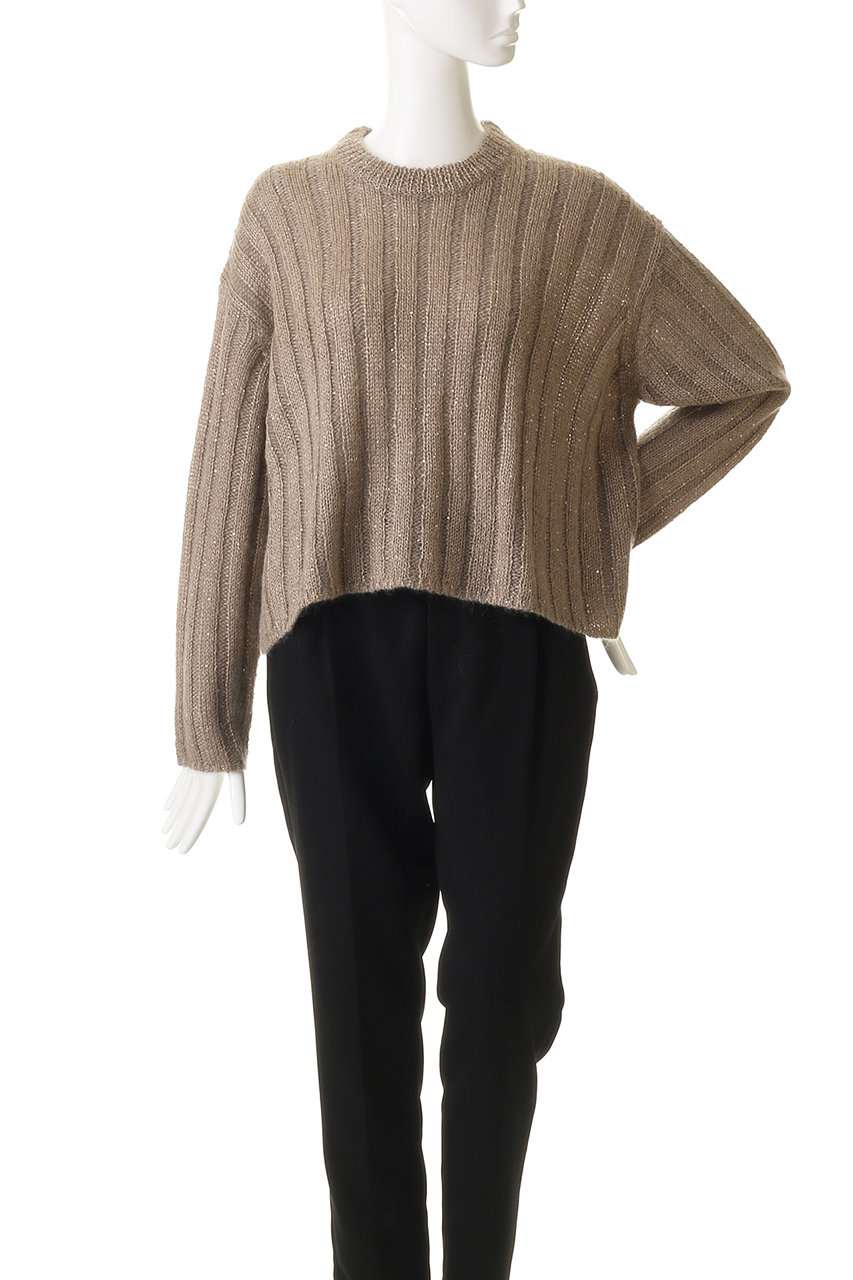 ebure(エブール)｜モヘアスパンコール クルーネックリブニットプル