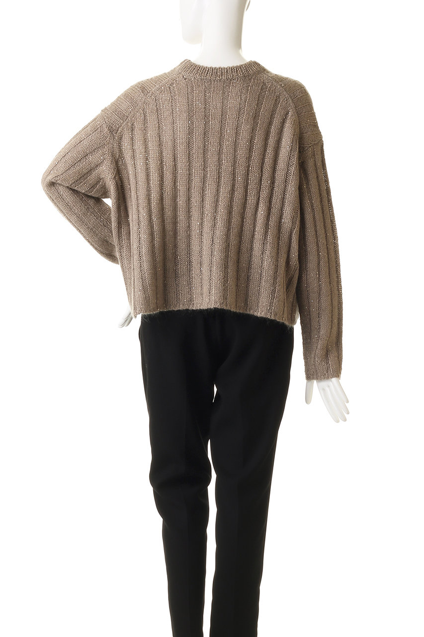 ebure(エブール)｜モヘアスパンコール クルーネックリブニットプル