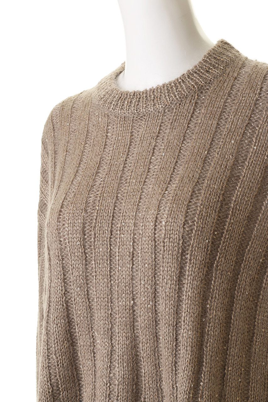 ebure(エブール)｜モヘアスパンコール クルーネックリブニットプル