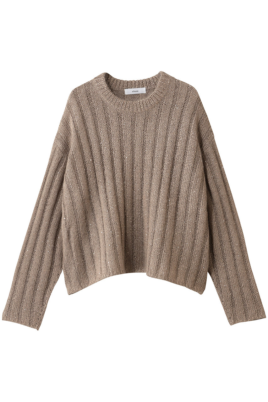 エブール/ebureのモヘアスパンコール クルーネックリブニットプルオーバー(ゴールド/4210800541/25FWKT28)