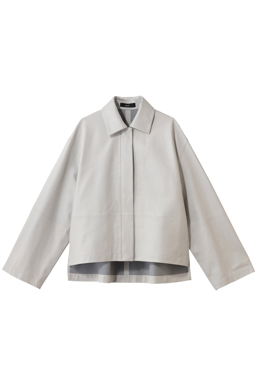 ebure(エブール)｜ソフトレザー シャツブルゾン/ライトグレー の通販