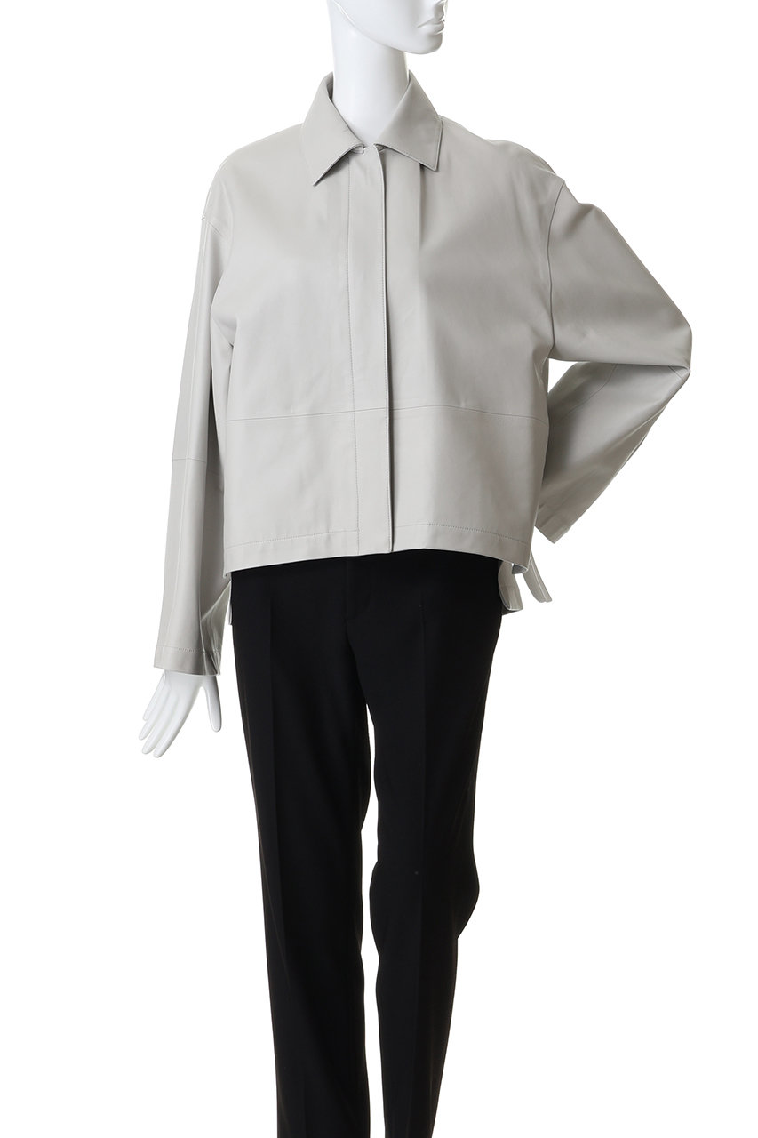 ebure(エブール)｜ソフトレザー シャツブルゾン/ライトグレー の通販