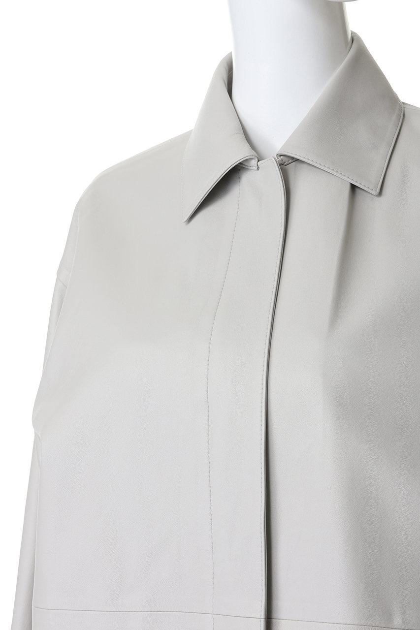 ebure(エブール)｜ソフトレザー シャツブルゾン/ライトグレー の通販