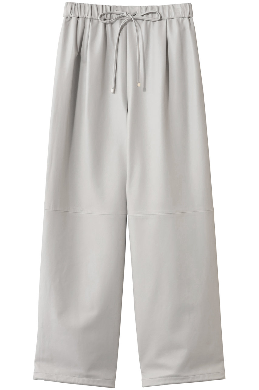 ebure(エブール)｜ソフトレザー ドロストワイドパンツ/ライトグレー の