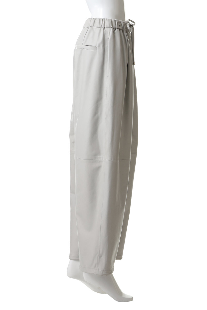 ebure(エブール)｜ソフトレザー ドロストワイドパンツ/ライトグレー の