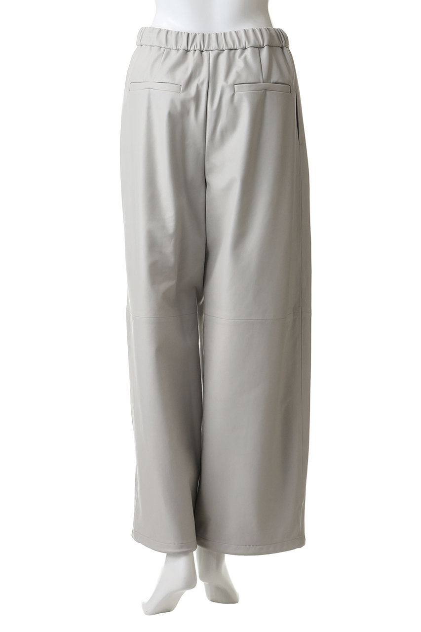 ebure(エブール)｜ソフトレザー ドロストワイドパンツ/ライトグレー の