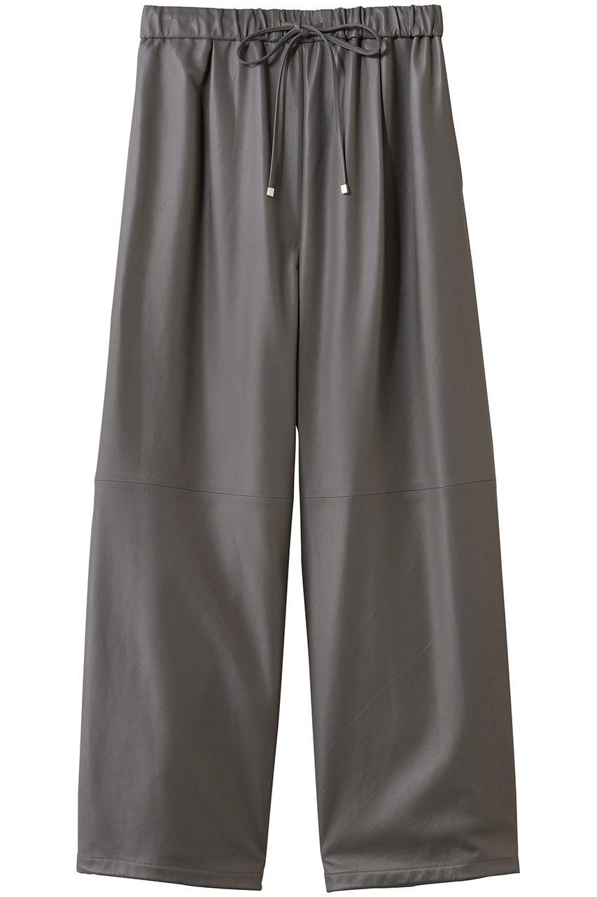 エブール/ebureのソフトレザー ドロストワイドパンツ(グレー/4310600505/26SSPT02)