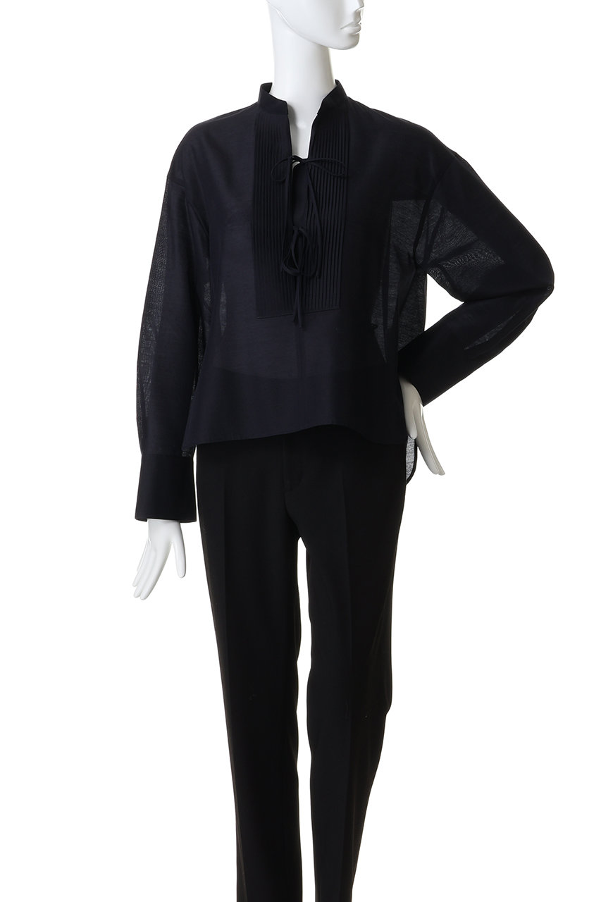 ebure(エブール)｜ライトウールシルク バンドカラーブラウス/ライト