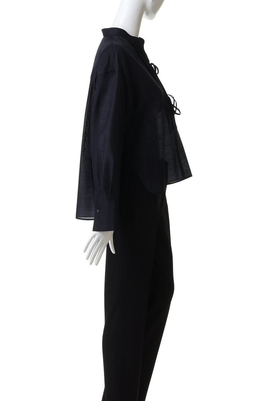 ebure(エブール)｜ライトウールシルク バンドカラーブラウス/ライト