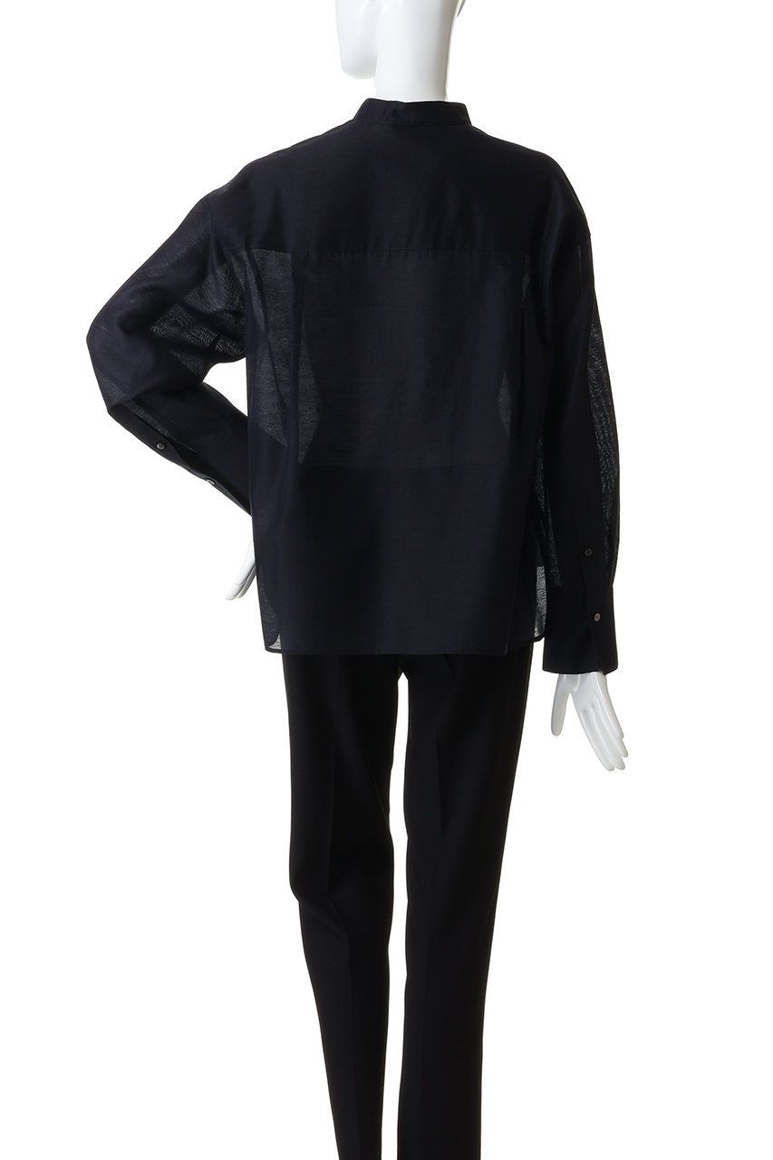 ebure エブール ポリウールツイル ブラウス 半袖シャツ 黒 2023年製