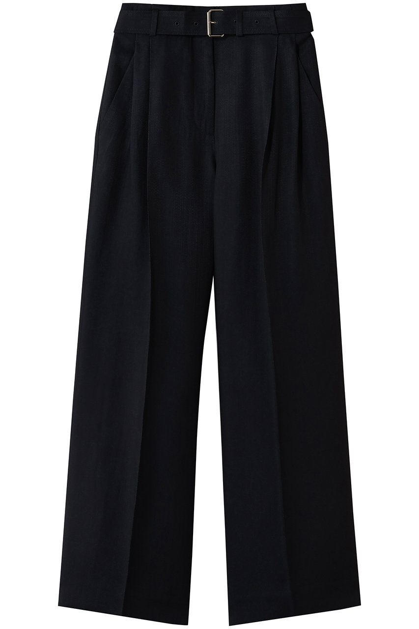 エブール/ebureのビスコースブッチャー ベルテッドワイドパンツ(ネイビー/4310600280/26SSBL02)