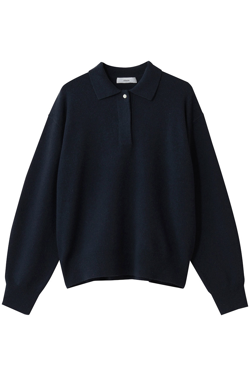 ハイゲージカシミア ポロカラーニットプルオーバー