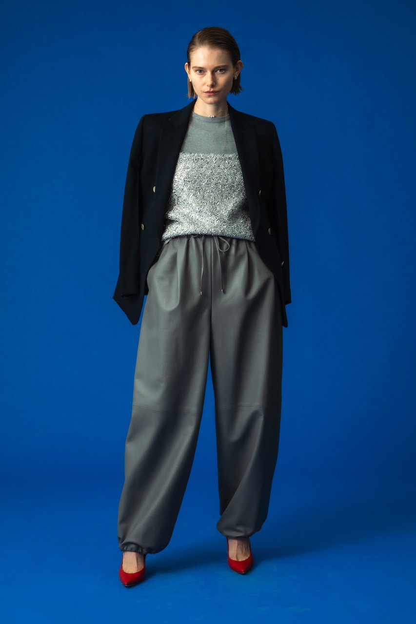 ebure(エブール)｜ブライトヤーンジャカード ニットビスチェ/グレー の