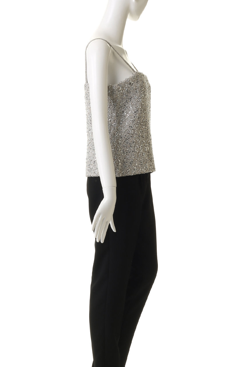 ebure(エブール)｜ブライトヤーンジャカード ニットビスチェ/グレー の