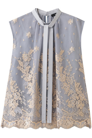 エブール/ebureの【1/16 0:00販売開始】バイカラーリバーレース ボウタイブラウス(110400/110401)