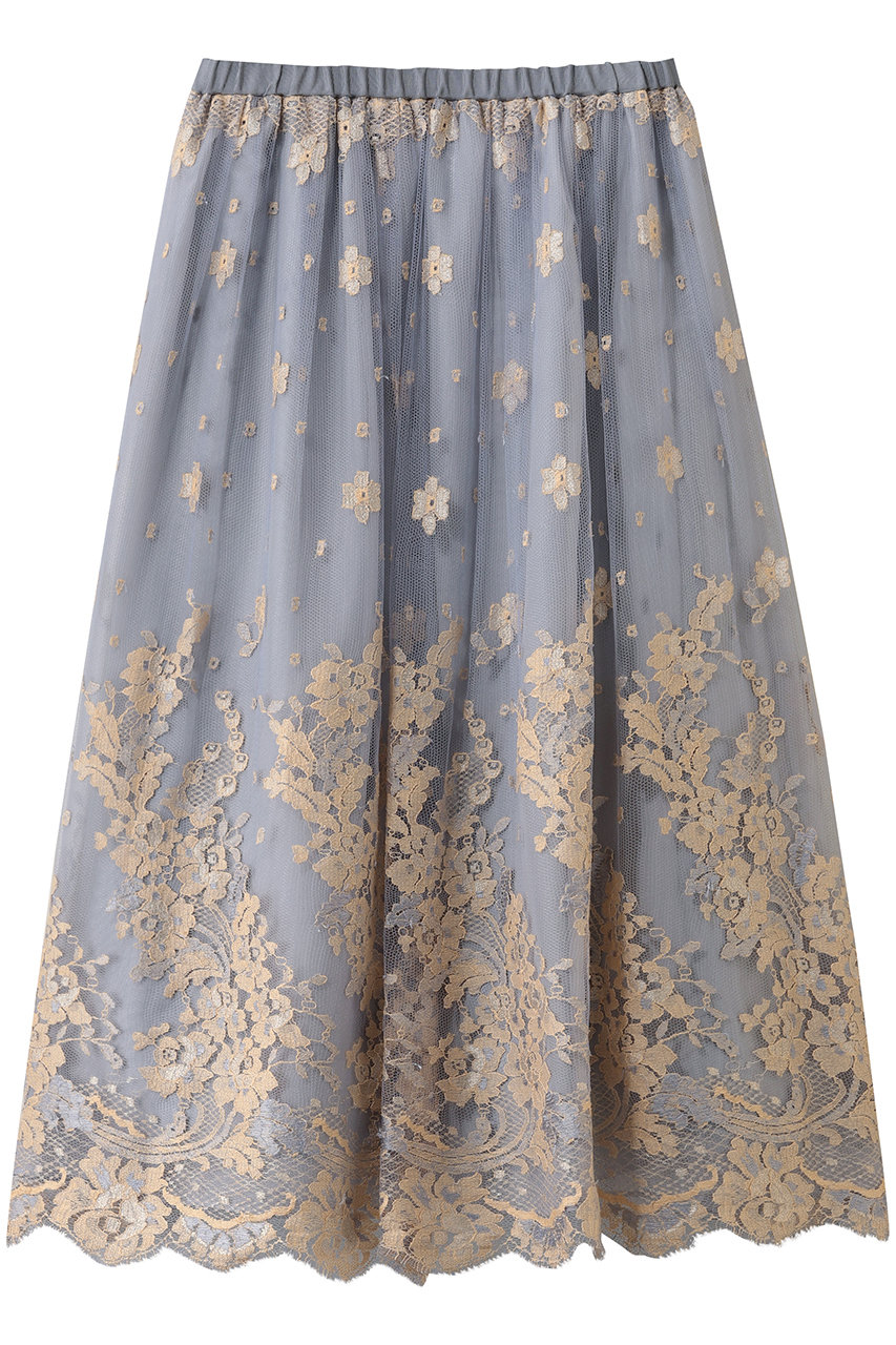 バイカラーリバーレース ギャザースカート