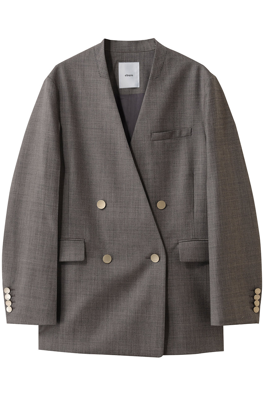 エブール/ebureの【1/16 0:00販売開始】ドライシャンブレー ダブルブレストノーカラージャケット(ライトブラウン/4310400133/26SSJK02)