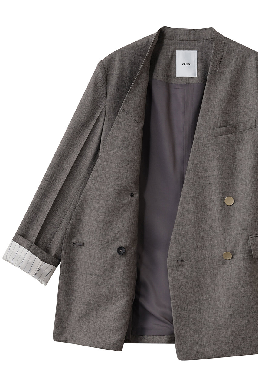 ebure(エブール)｜ドライシャンブレー ダブルブレストノーカラー