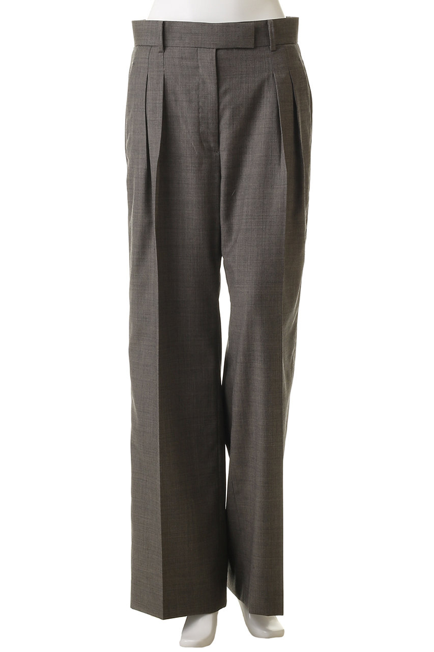 ebure(エブール)｜ドライシャンブレー タックパンツ/ライトブラウン の