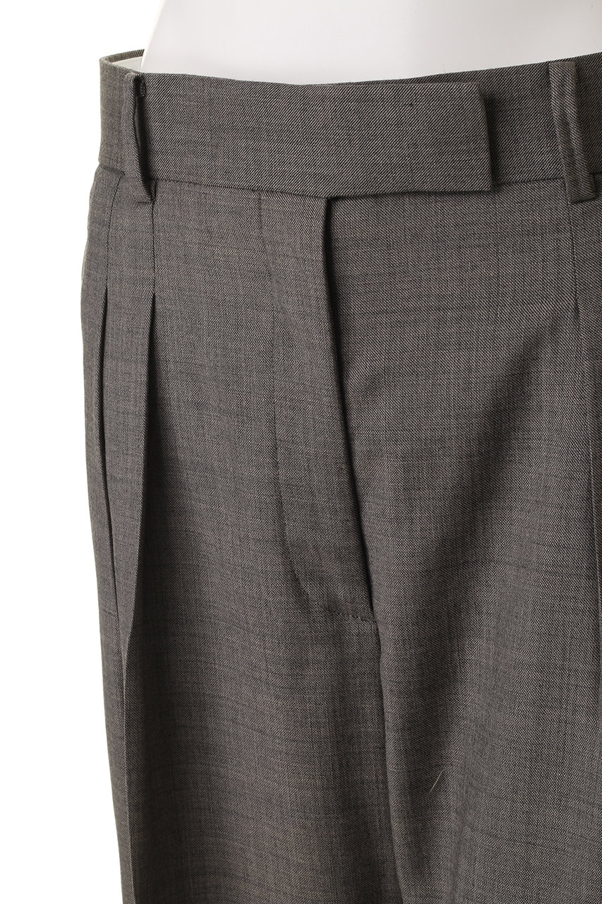 ebure(エブール)｜ドライシャンブレー タックパンツ/ライトブラウン の