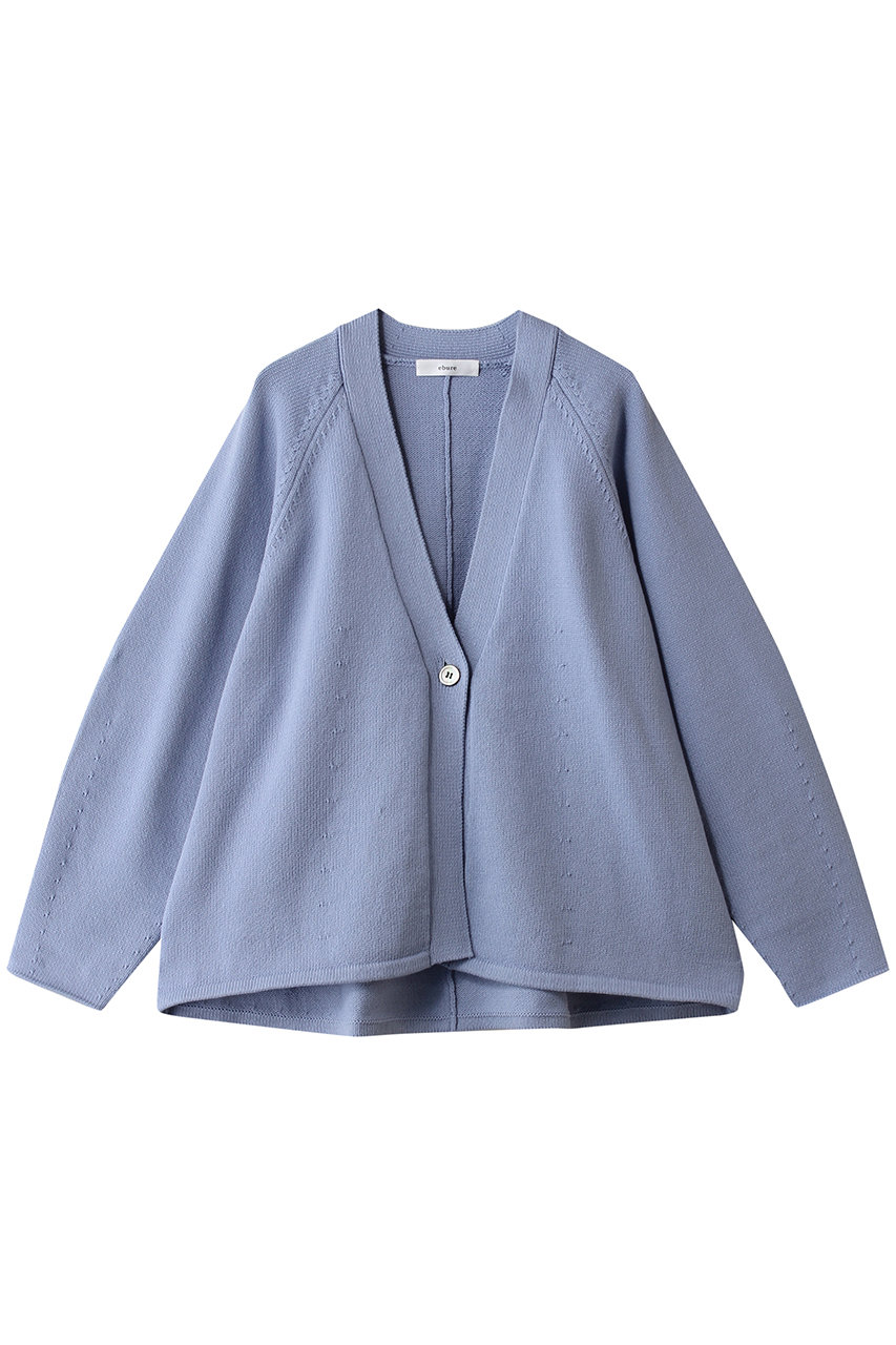 コットンナイロンミドルゲージニット Vネックカーディガン