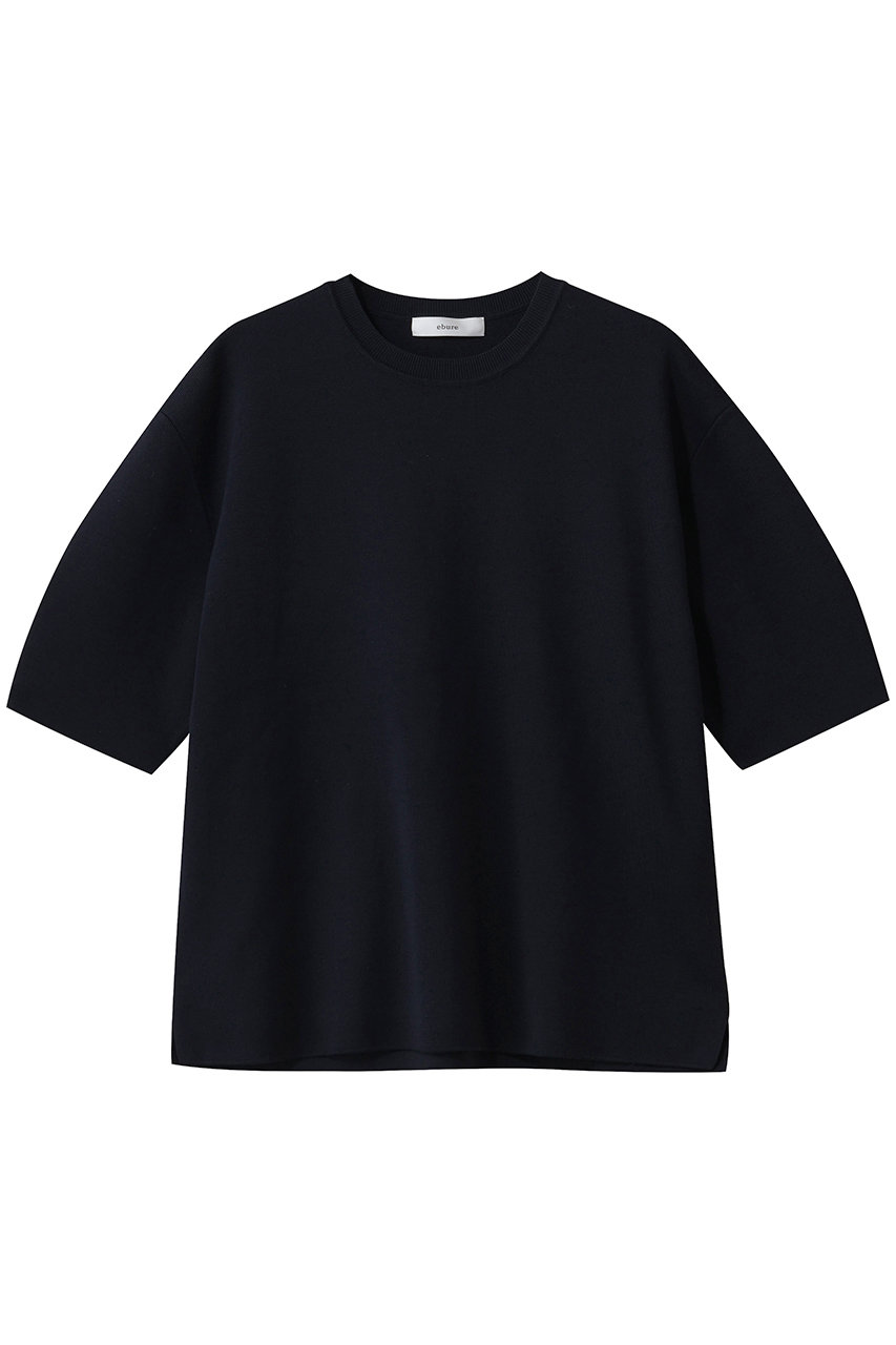 エブール/ebureの【1/16 0:00販売開始】シルクコットンハイゲージ ハーフスリーブニットプルオーバー(ネイビー/4310800104/26SSKT06)