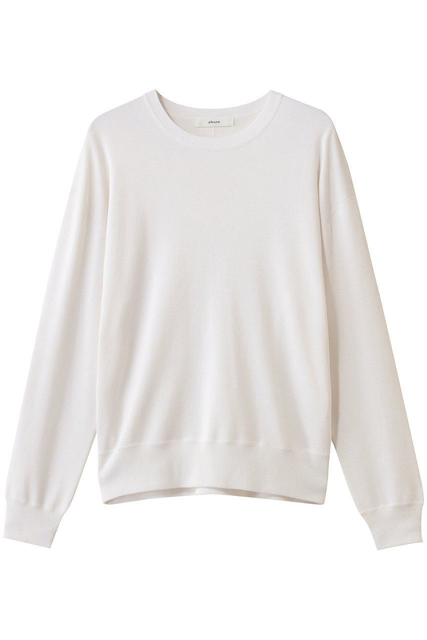 シルクコットンハイゲージ クルーネックニットプルオーバー