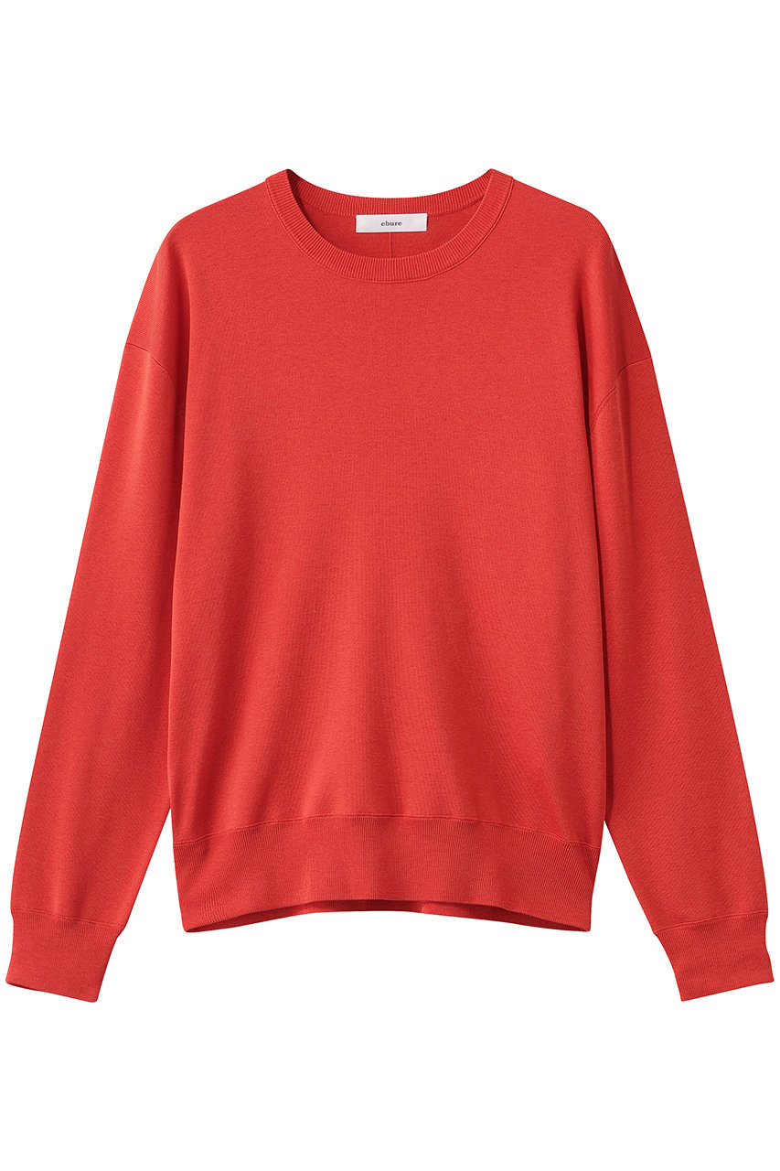 エブール/ebureのシルクコットンハイゲージ クルーネックニットプルオーバー(レッド/4310800105/26SSKT07)