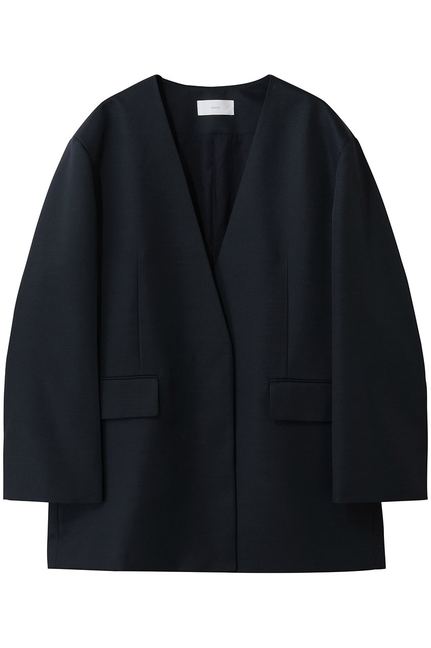 エブール/ebureの【店舗限定】スラブラチネ ノーカラーオーバーサイズジャケット(ネイビー/4310400186/26SSJK01KK)