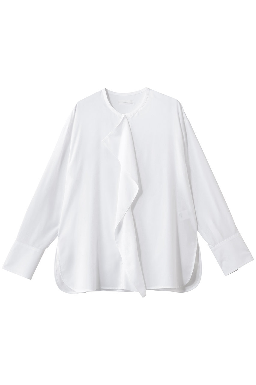 エブール/ebureの【店舗限定】ドレープポプリン ノーカラーブラウス(ホワイト/4310700583/26SSBL05KK)