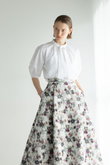フェードフラワージャカード トラペーズスカート エブール/ebure