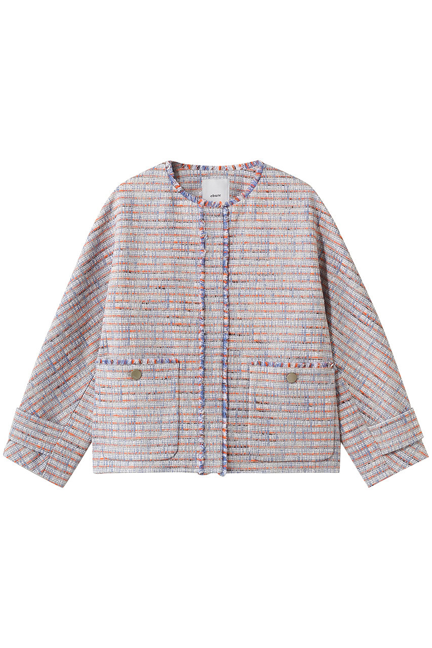 エブール/ebureの【2/13 0:00販売開始】ブルーネオンツイード ノーカラージャケット(ライトブルー/4310400134/26SSJK07)